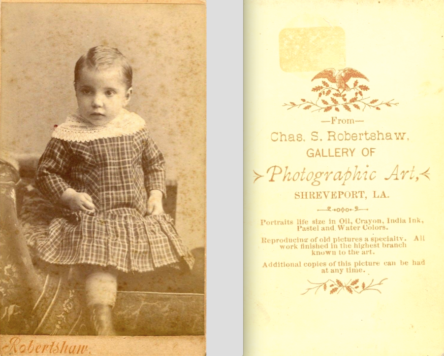 Portrait of child by Chas S Robertshaw of Shreveport Louisiana